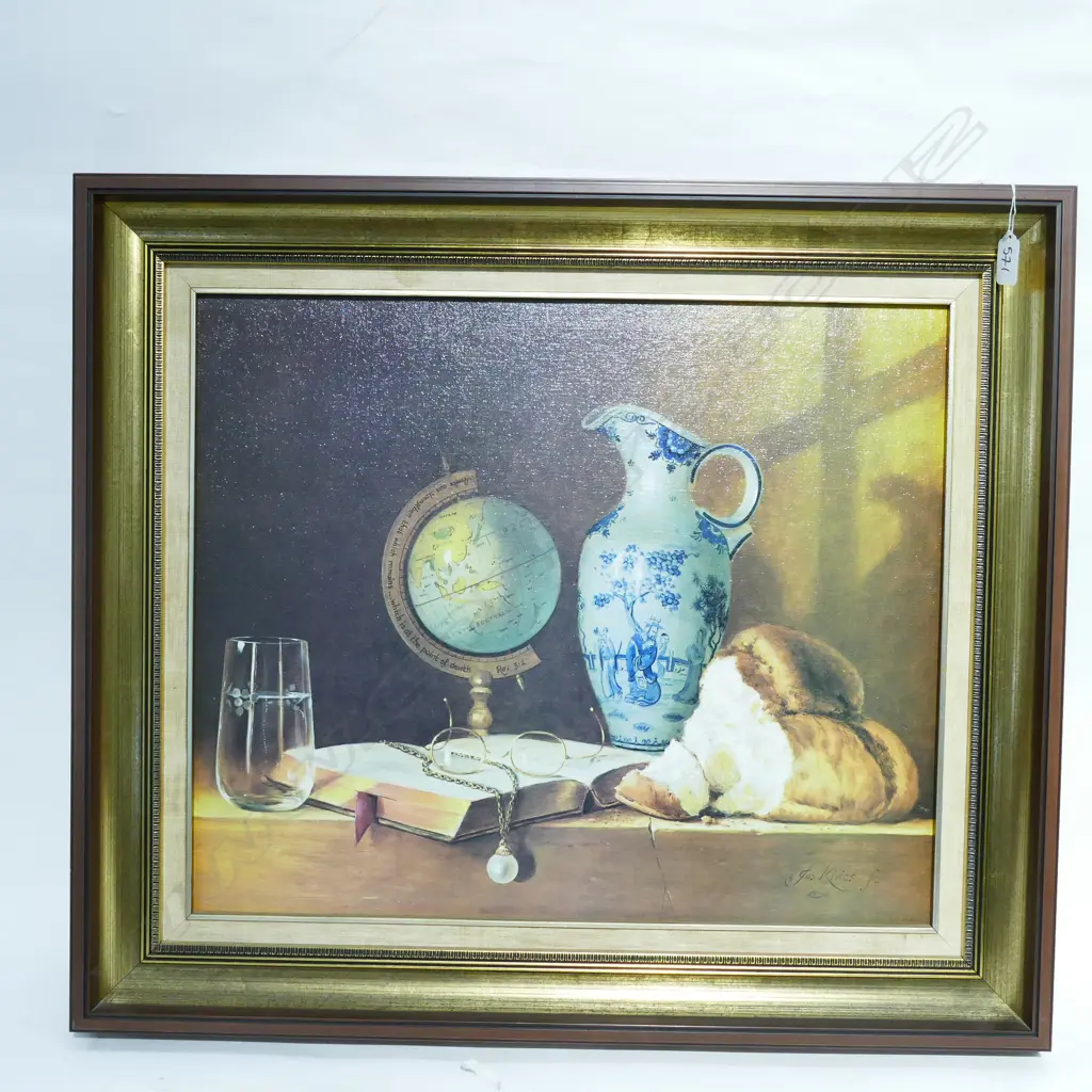 JOS KIVITS PRINT 'PEARL OF GREAT PRICE' (STILL LIFE WITH BLUE & WHITE JUG) 430 x 530mm Image 1++