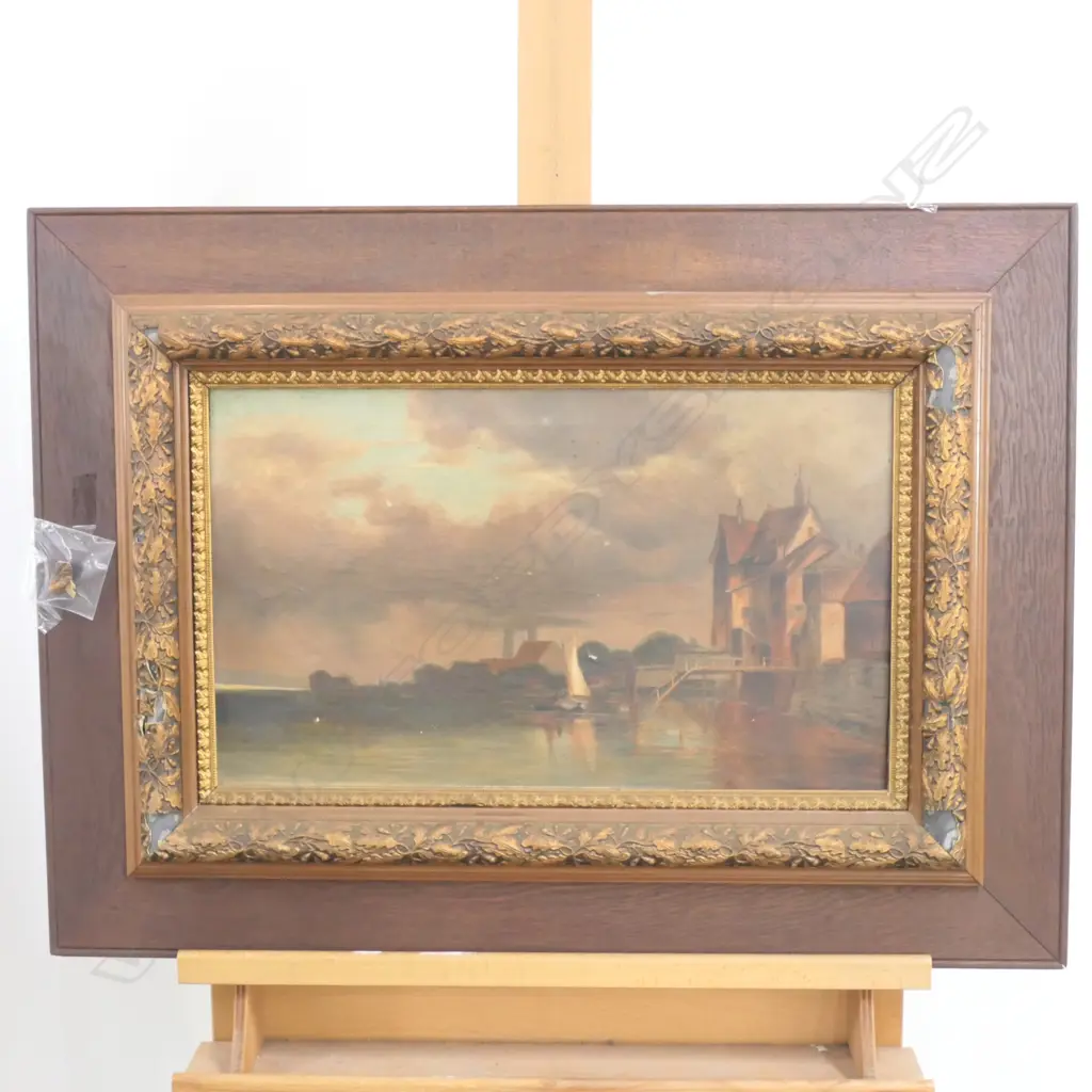 19TH C OIL ON CANVAS INLET SCENE 520 X 290 MM Image 1++