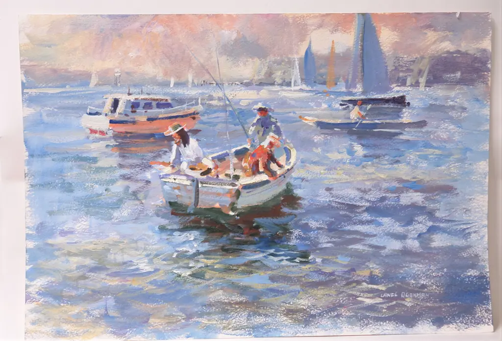 LANCE O'GORMAN ACRYLIC ON PAPER 'MISSION BAY SIGNED Image 1++