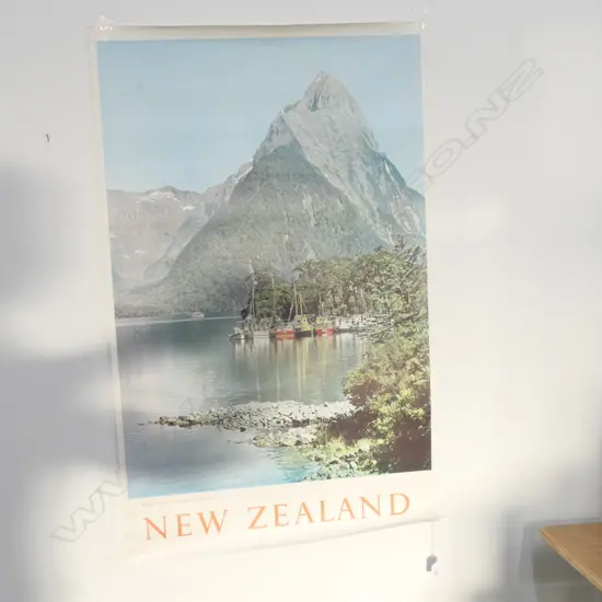 VINTAGE NZ POSTER 'MILFORD SOUND FIORDLAND...