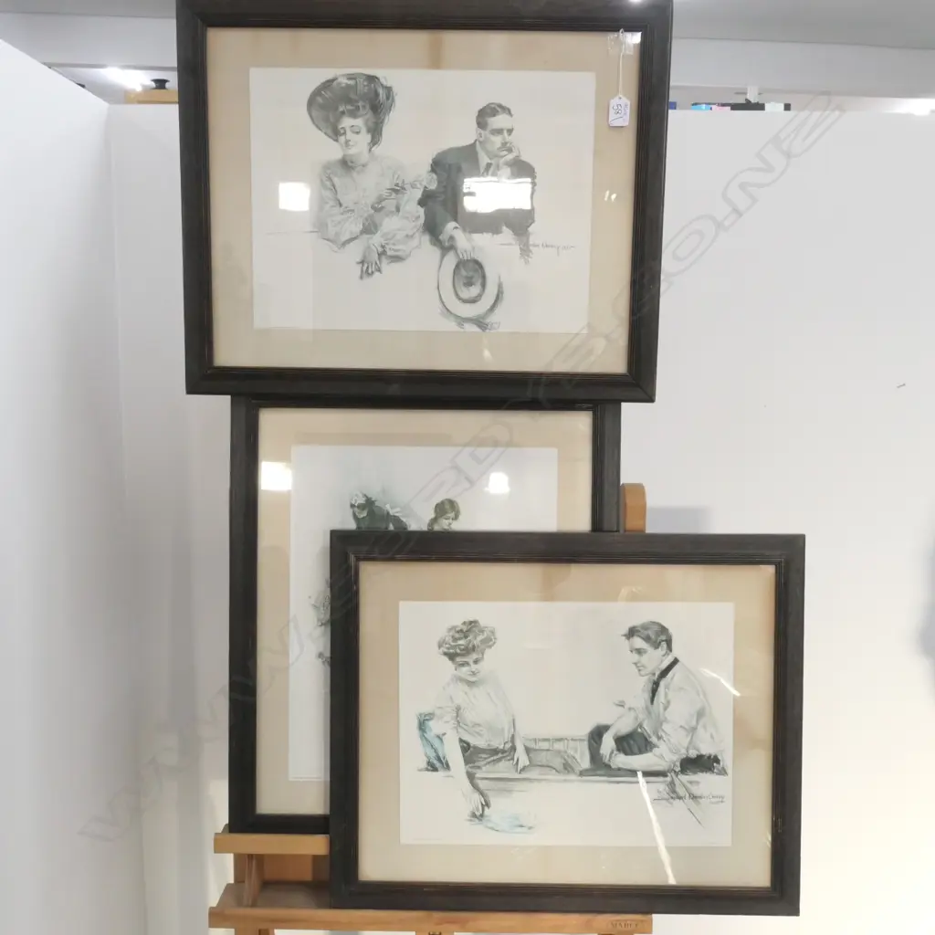 SET 3 HARRISON FISHER EARLY 20THC STYLISH WOMEN PRINTS Image 1++