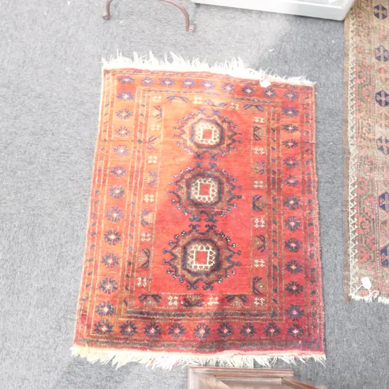 SMALL SEMI ANTIQUE BALUCHI RUG HAND KNOTTED