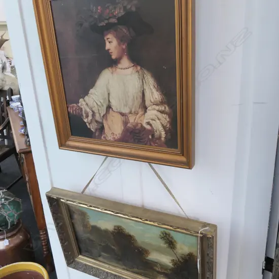 ANTIQUE LANDSCAPE OIL 235 X 440 + PRINT