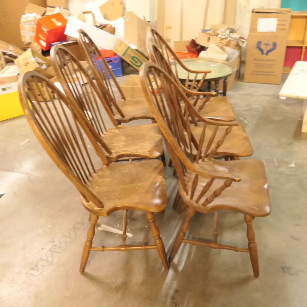 set 6 EARLY/MID 20THC COMB BACK CHAIRS 4 + 2 Image 1++