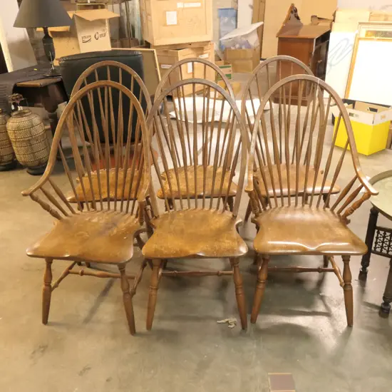 set 6 EARLY/MID 20THC COMB BACK CHAIRS 4 + 2