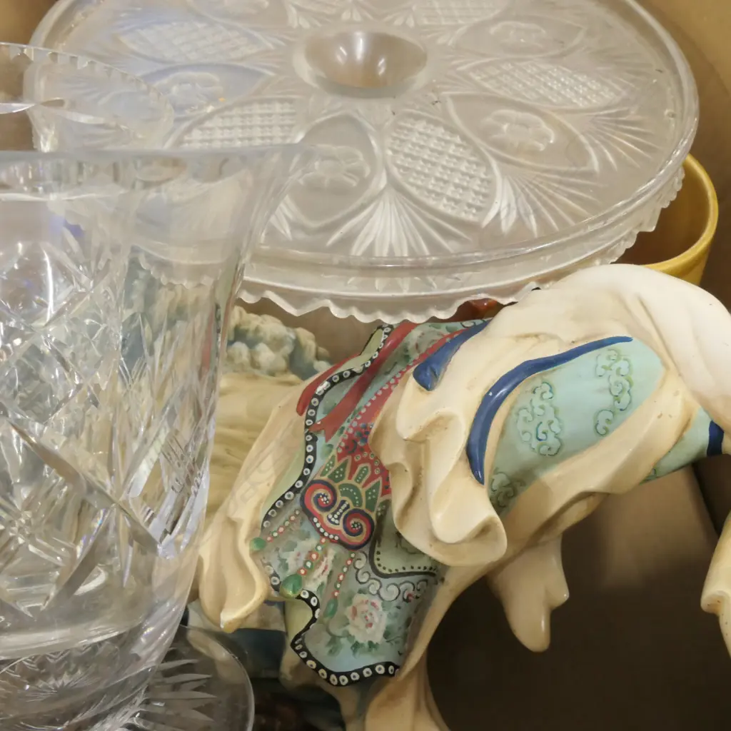 LOT ASST CRYSTAL /ORIENTAL / FIGURE /BUTTER DISH ETC Image 1++