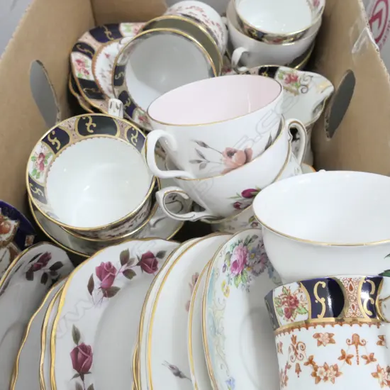 EDWARDIAN PART TEA SET + ASST TRIOS