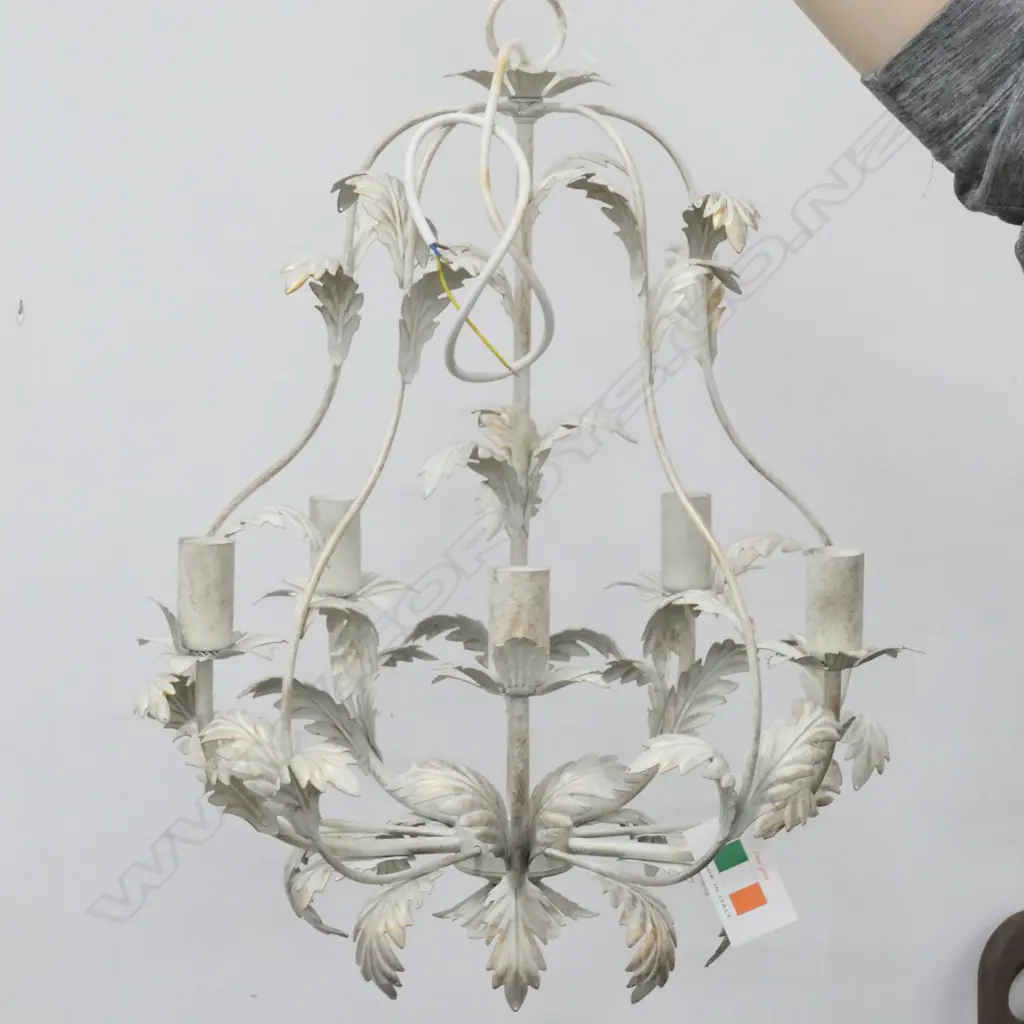 ITALIAN 5 LIGHT CHANDELIER NEW IN BOX WITH ATTACHABLE CRYSTALS 550MM H 540MM DIA Image 1++