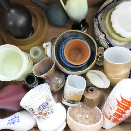 APPROX 2 DOZEN ENGLISH/ASIAN VASES ETC 