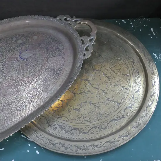 TWO BRASS TRAYS