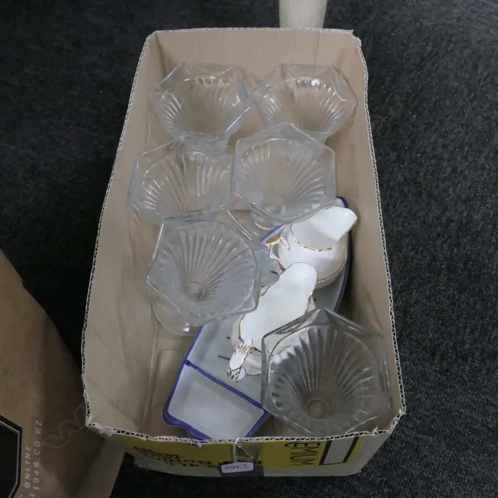 LOT ASST HAMMERSLEY +AYNSLEY CREAM AND SUGAR +5 PARFAIT + DISH Image 1++