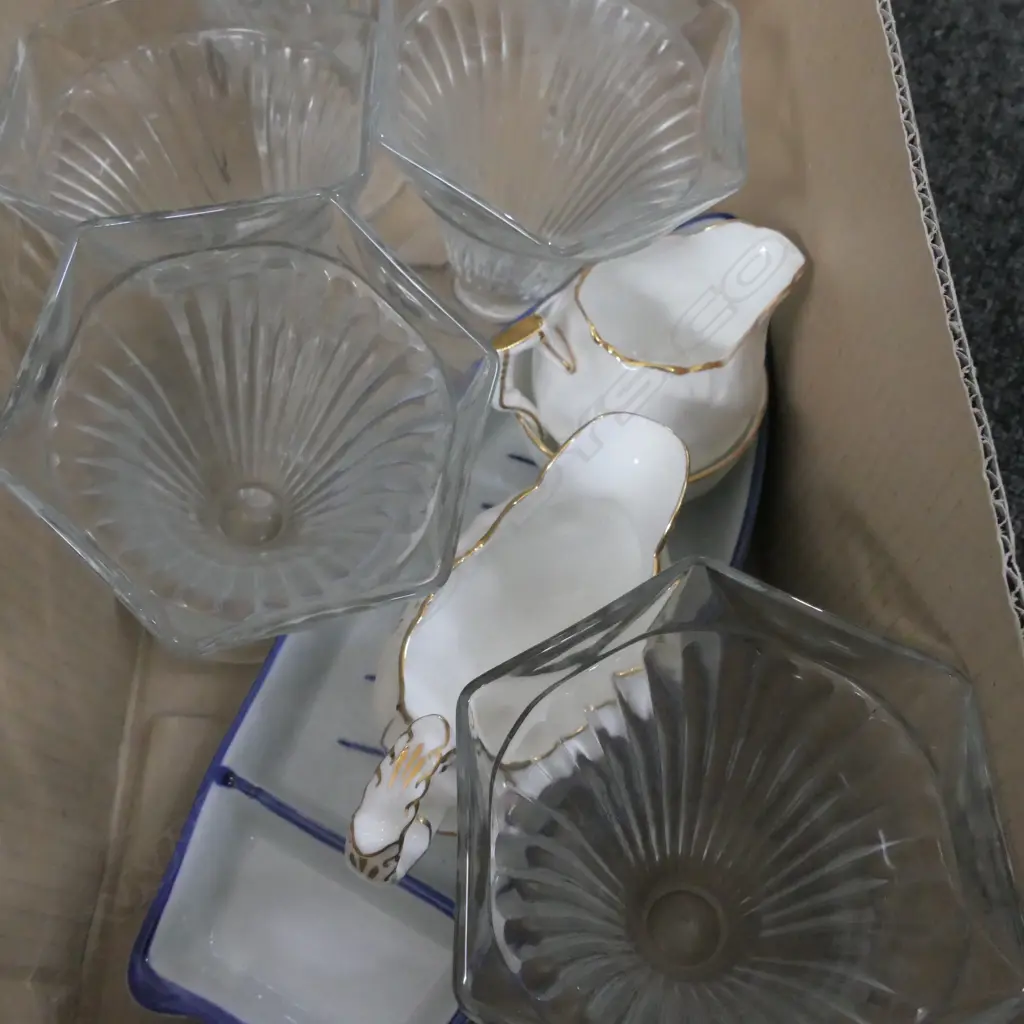 LOT ASST HAMMERSLEY +AYNSLEY CREAM AND SUGAR +5 PARFAIT + DISH Image 1++