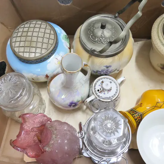 LOT ASST BISCUIT BARRELS /PICKLE/VASES ETC