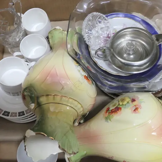 LOT ASST PLATES/COFFEE SET/VASES ETC