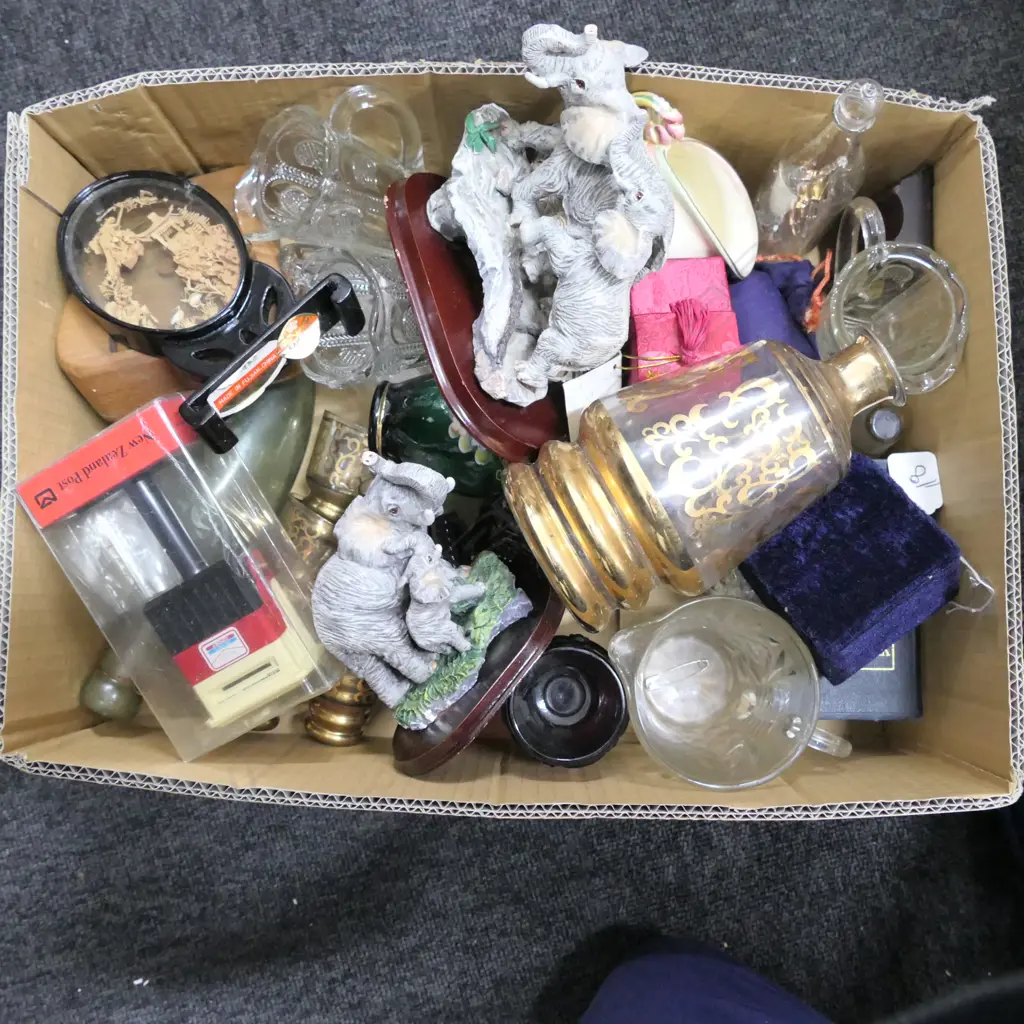 LOT ASST GLASSWARE/BOTTLES BOXES/WINTON ETC Image 1++