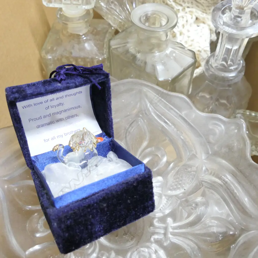 LOT ASST PRESSED GLASS/DECANTERS COMPORT ETC/ Image 1++