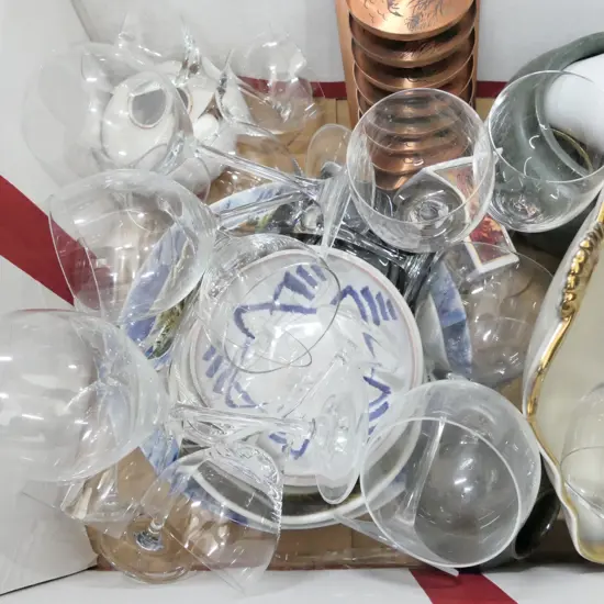 LOT ASST CHINA AND WINE GLASSES