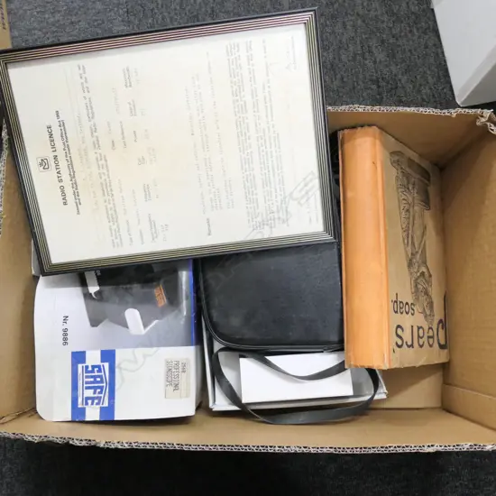 LOT BINOCULARS /BOOK/ SIGNSCOPES FRAMED RADIO LICENCE