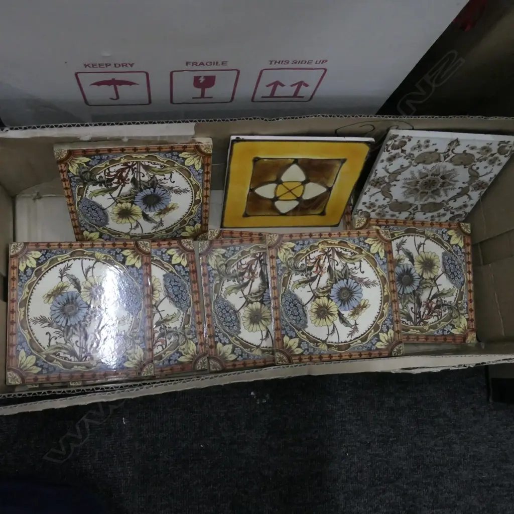 10 FLORAL TILES SOME REPAIRED + 2 OTHERS Image 1++