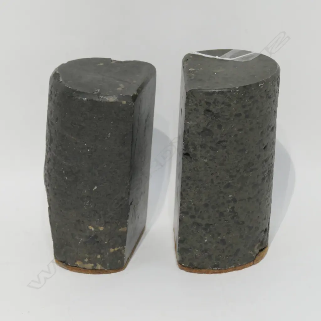 TWO OLD STONE CORE SAMPLE BOOKENDS 'GRANBY' Image 1++