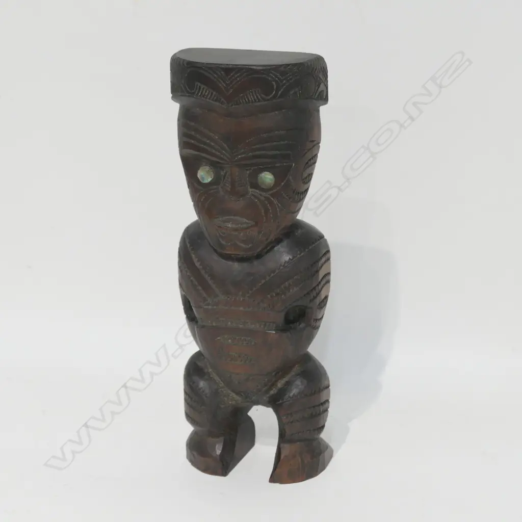 CARVED WOODEN MAORI FIGURE H 280 MM Image 1++
