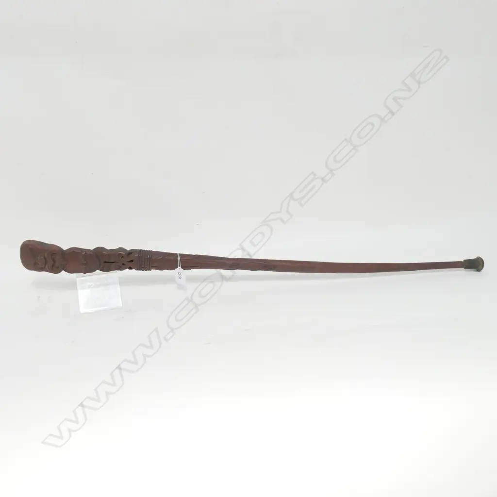 CARVED MAORI MOTIF WALKING STICK Image 1++