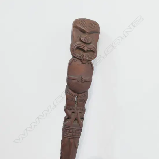 CARVED MAORI MOTIF WALKING STICK