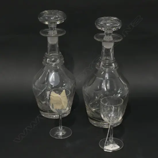 2 CRYSTAL DECANTERS + 2 GLASSES 