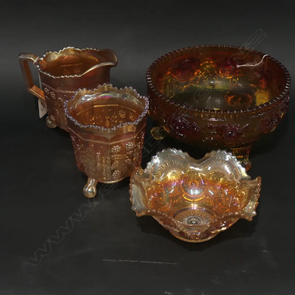 2 CARNIVAL GLASS BOWLS JUG AND VASE D 190 MM Image 1++