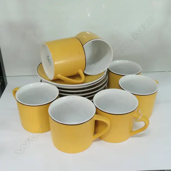 14 PCE KELCO FINE PORCELAIN COFFEE SET; 7 CUPS, 7 SAUCERS