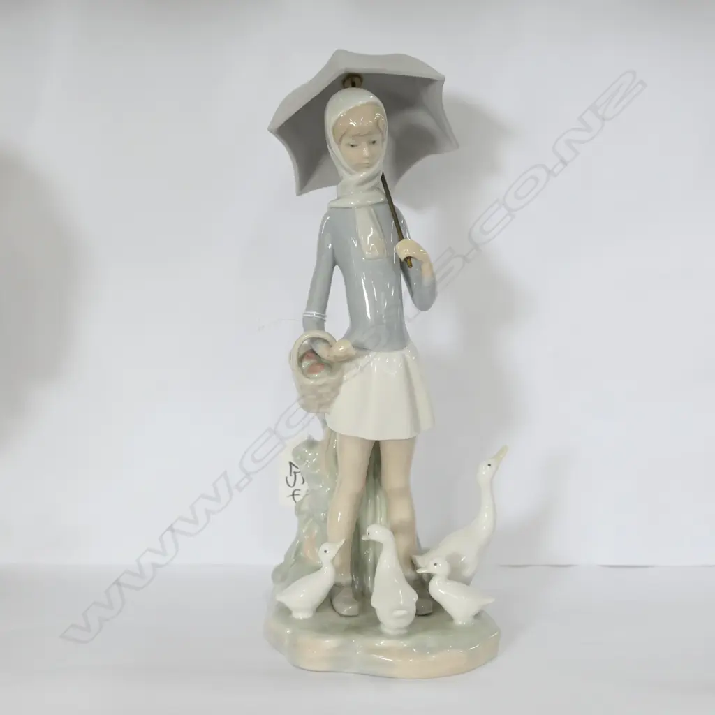 LLADRO GIRL WITH UMBRELLA + GEESE  H 260 MM Image 1++