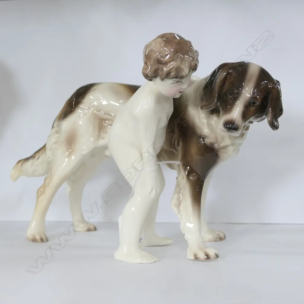 GOLDSCHEIDER BOY WITH DOG L 320 MM Image 1++