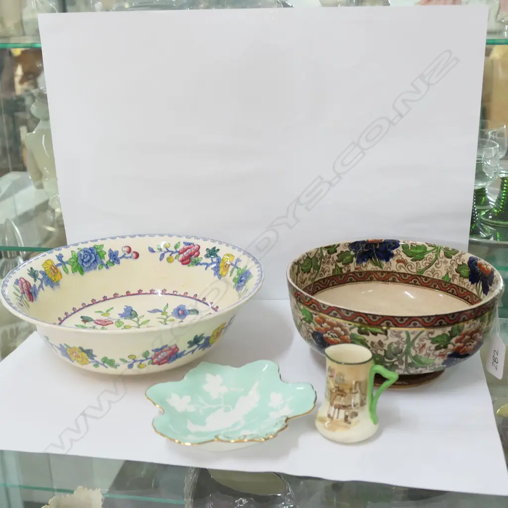 CHINA BOWLS, DISH & JUG (ROYAL DULTON + MASON'S ETC) A/F  D. 25MM Image 1++