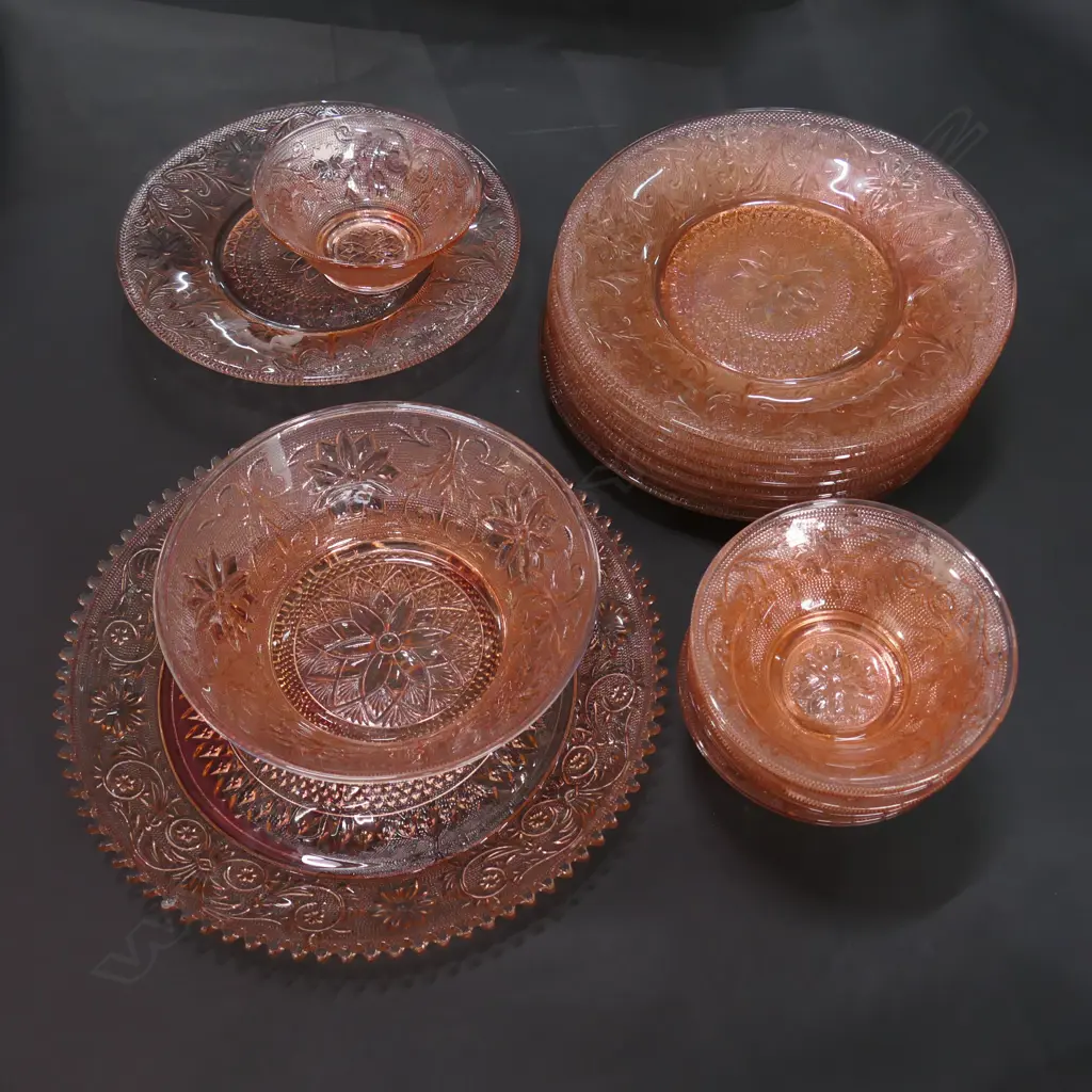 16 PCE DEPRESSIONWARE PINK / ORANGE SET Image 1++