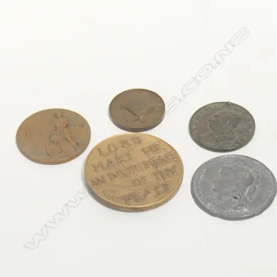 5 ASST MEDALLIONS POPE VI/ 1953 CYCLE RACE ETC 