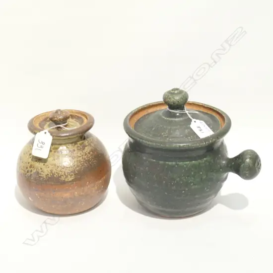 2 ANDREW VAN DER PUTTEN LIDDED POTS H's.170 & 140mm