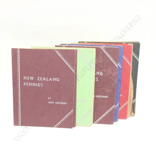 6 NZ COIN FOLDERS PENNIES/1/2/SHILLINGS ETC WITH SOME COINS