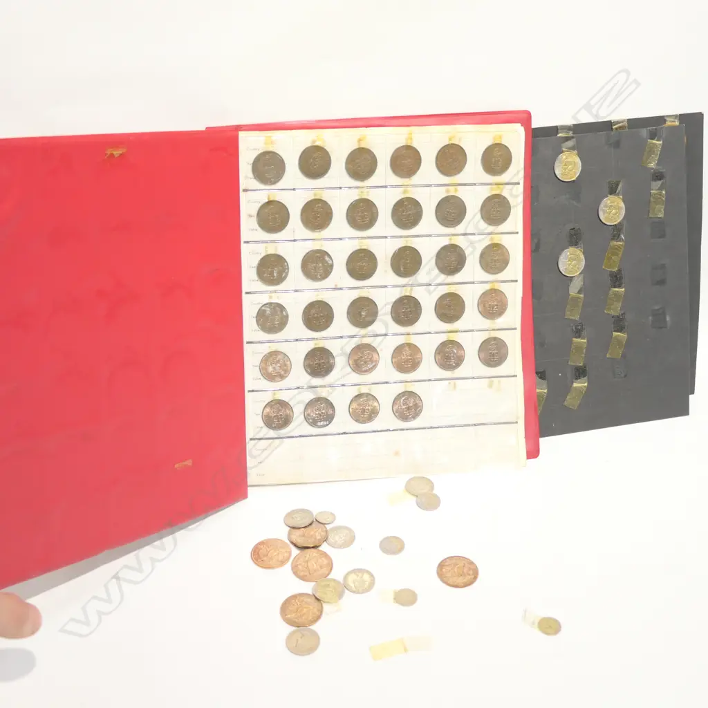 COIN ALBUM OF N.Z COINS1/2 PENNEY /FULL/SIX PENCE ETC +3 SHEETS OF COINS ETC Image 1++