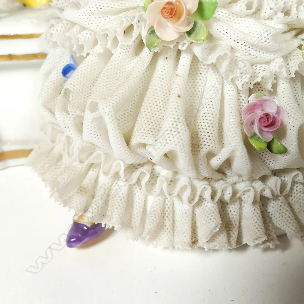 DRESDEN LACE PORCELAIN FIGURINE, MOTHER & CHILD, H.140MM Image 1++