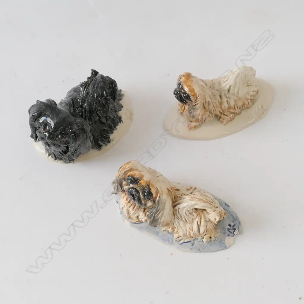 3 CERAMIC PEKINGESE BY POTTER KAREN KENNEDY ONE AF Image 1++