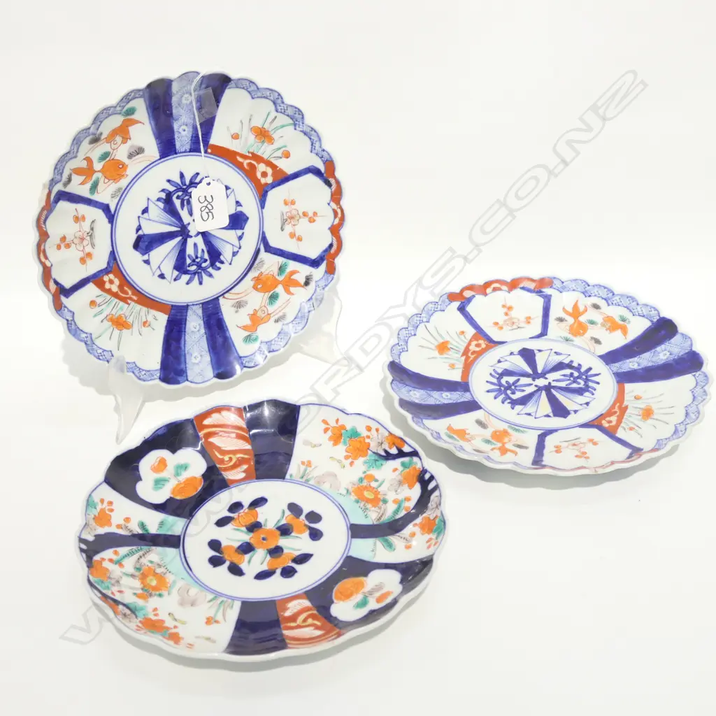 3 x C.1900 JAPANESE IMARI PLATES. A.F. Image 1++