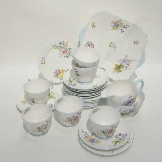 SHELLEY 'WILD FLOWER' TEASET - 6 PLACE, 25 PCE
