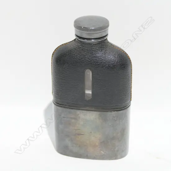 EP AND LEATHER BOUND HIP FLASK H 130 MM