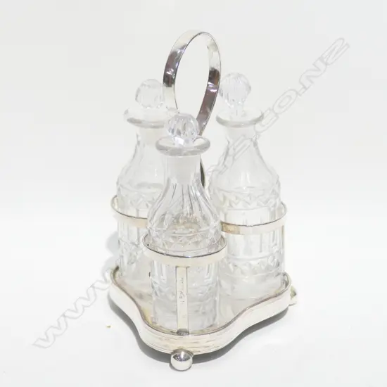 COPPER OVER SILVER CONDIMENT SET, COMPLETE