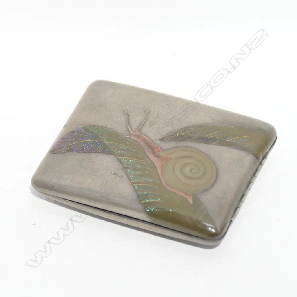 ARTS AND CRAFTS ENAMELLED SNAIL CIGARETTE CASE Image 1++