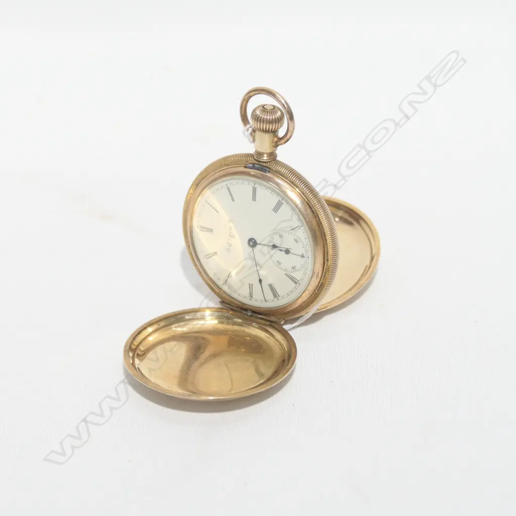 ELGIN GOLD PLATED LEVER WIND POCKET WATCH w SUBS SECONDS DIAL Image 1++