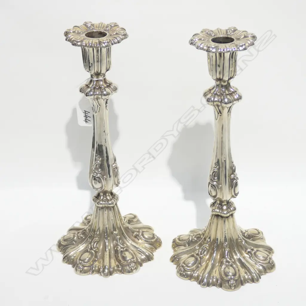 PAIR 19TH CENTURY SILVER PLATE CANDLESTICKS LOVELY FRENCH DESIGN 280MM H Image 1++