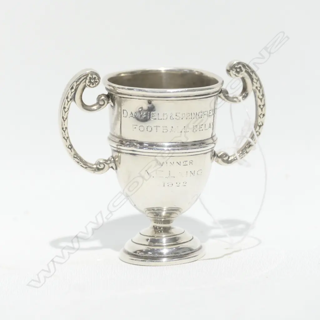 STG SILVER TROPHY 'DARFIELD & SPRINGFIELD FOOTBALL RELAY WINNER A. E. LAING 1922' 35MM H Image 1++
