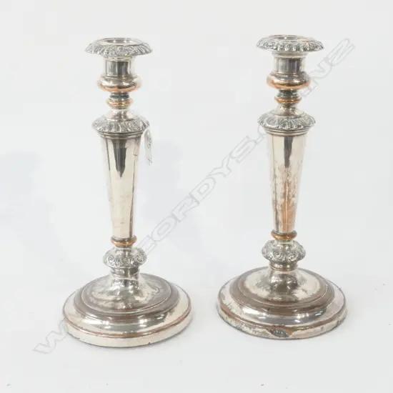 PAIR SHEFFIELD PLATE CANDLESTICKS