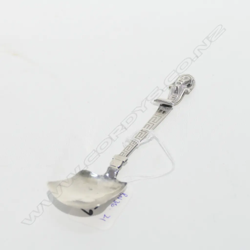 VICT SILVER EGYPTIAN REVIVAL SUGAR SPOON w PHAROAH'S HEAD FINIAL. B'HAM 1876 Image 1++